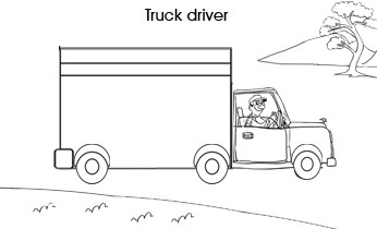Occupation colouring pages: Truck driver