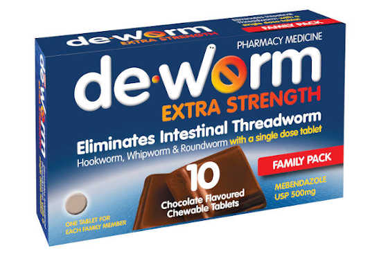 De-Worm Extra Strength 500mg Tablets 10s Family Pack