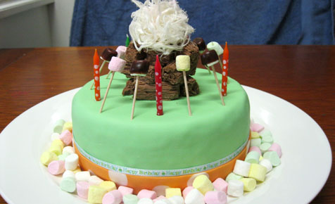 Campfire birthday cake