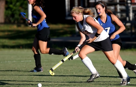 Playing hockey