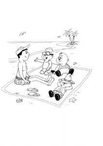 at the beach colouring page