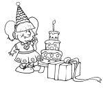 birthday girl colouring page