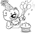 birthday teddy colouring page