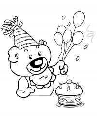 birthday teddy colouring page