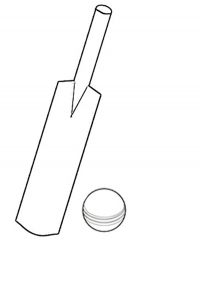 cricket bat and ball colouring page