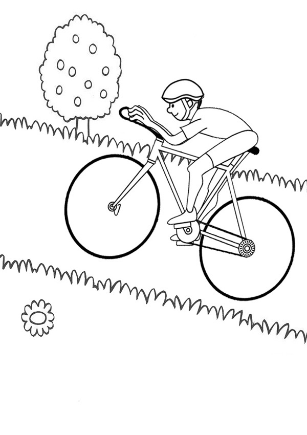 cycling colouring page