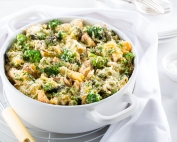 Chicken and Broccoli Pasta Bake with Cheesy Almond Crust