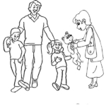 family colouring page