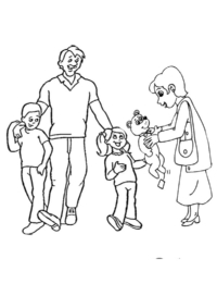 family colouring page