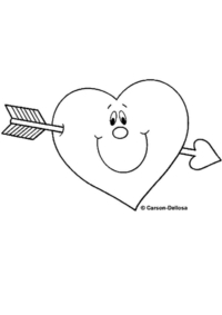 heart arrow colouring page