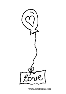 love heart balloon colouring page