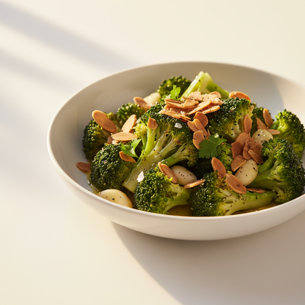 Broccoli with garlic and almonds
