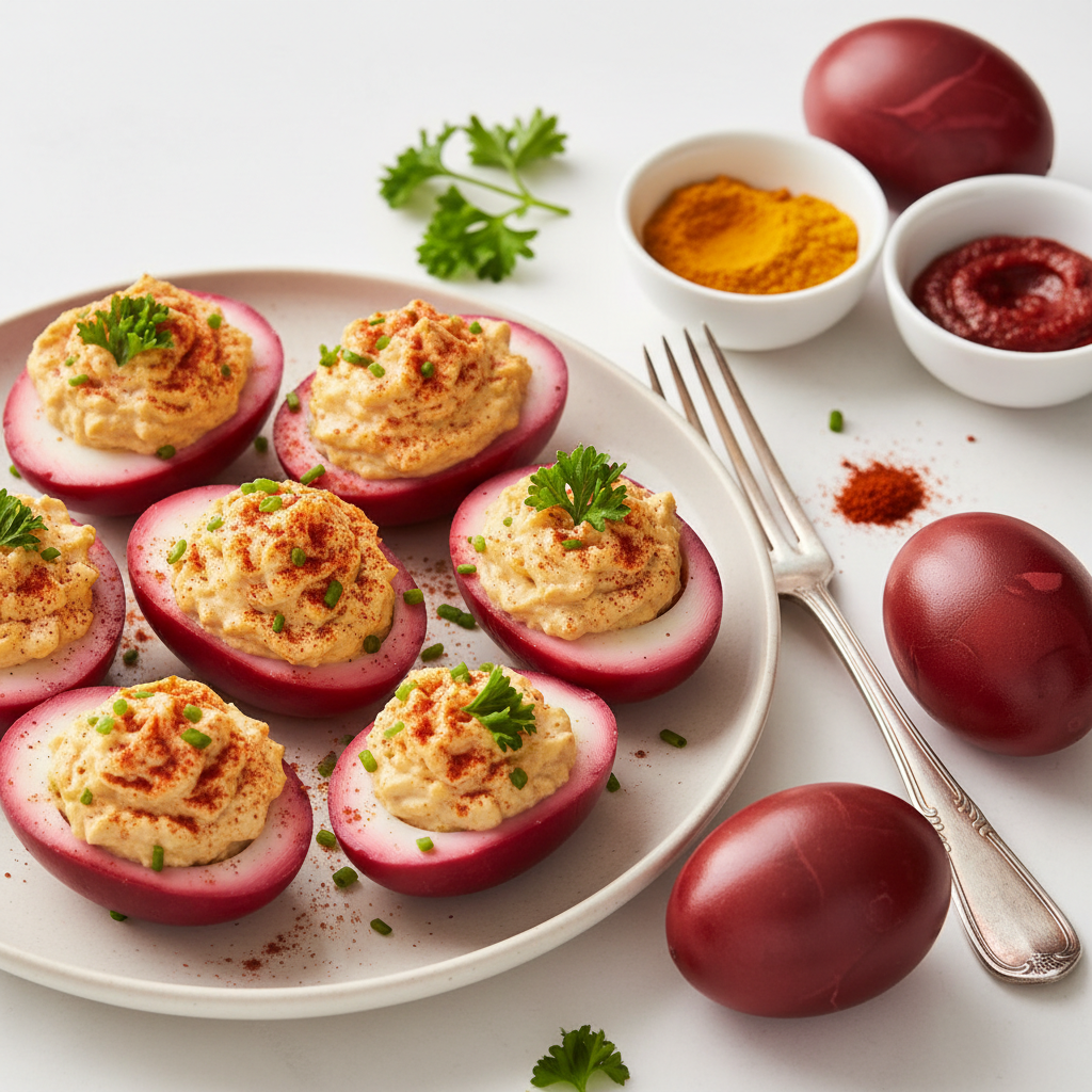 Little Red Devilled Eggs