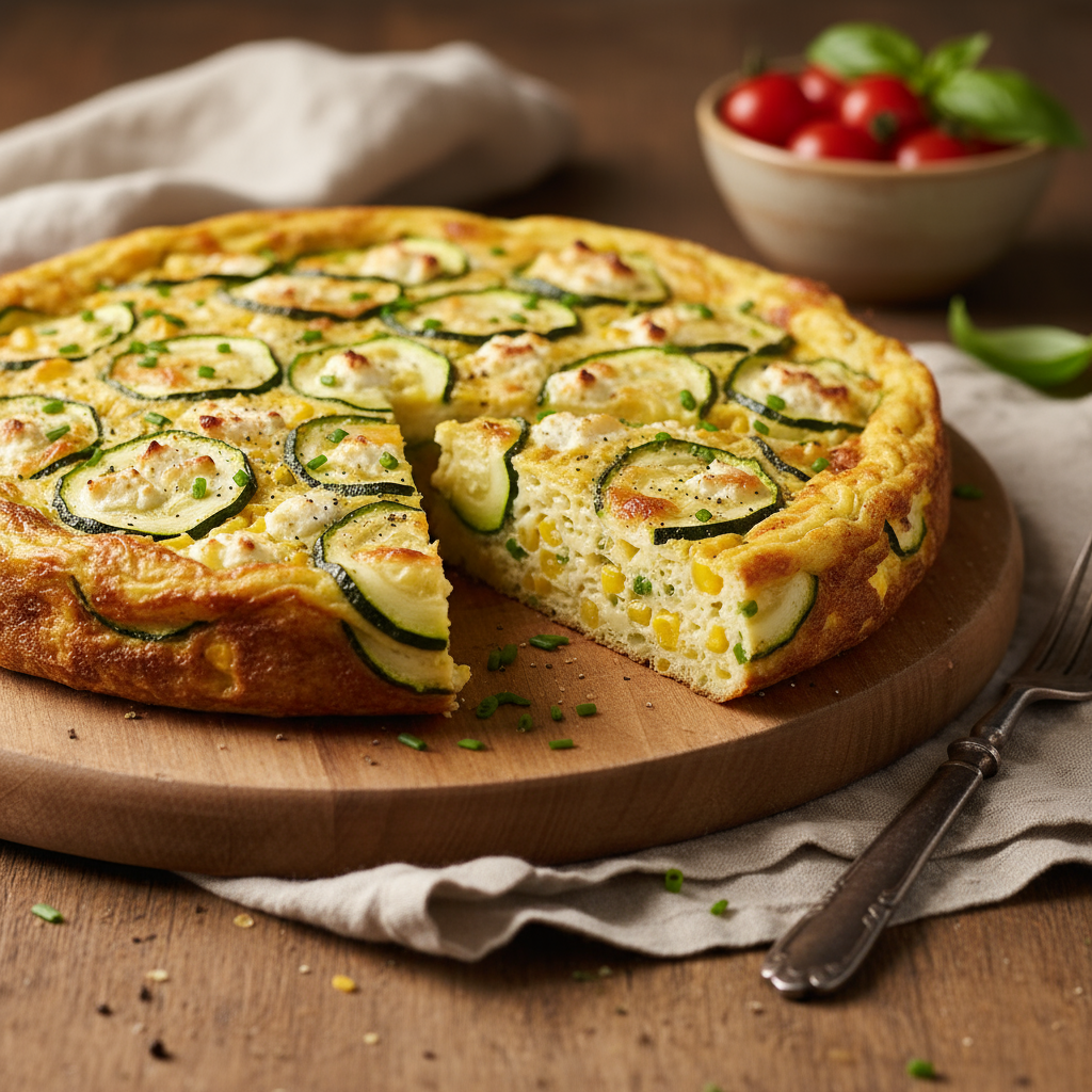 Zucchini, Cottage Cheese & Corn Baked Frittata