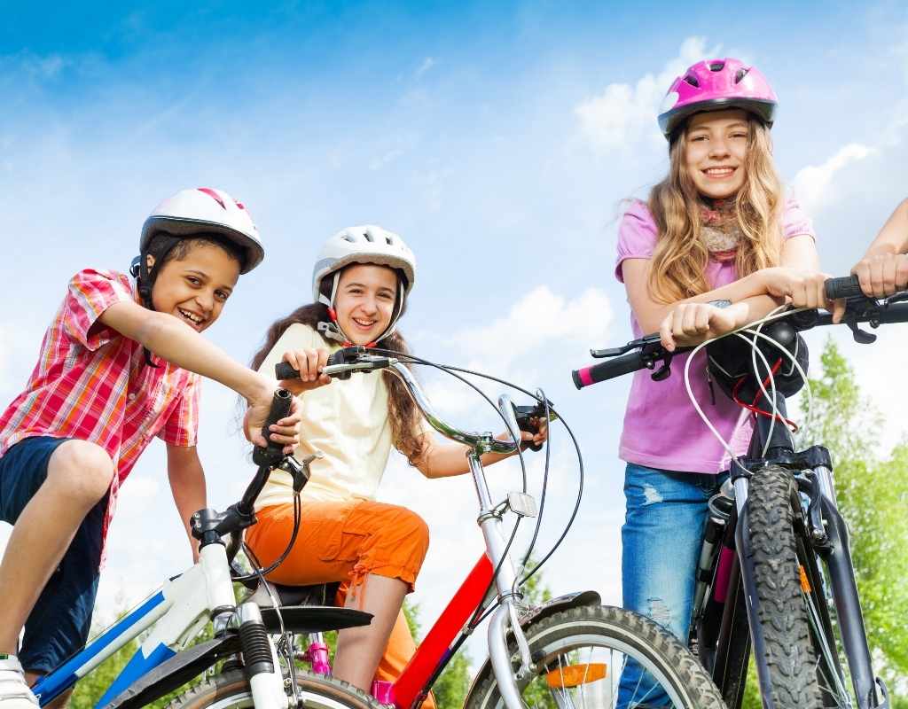 children bike riding