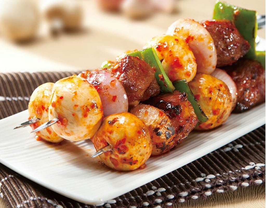 Honey oyster BBQ pork skewers