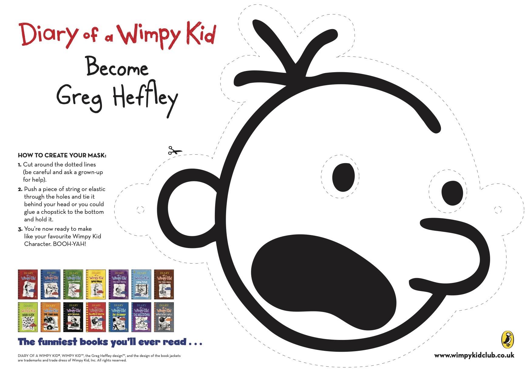 Diary of a Wimpy Kid Greg Mask activity