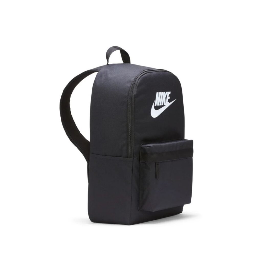 Plain black backpack with Nike logo.