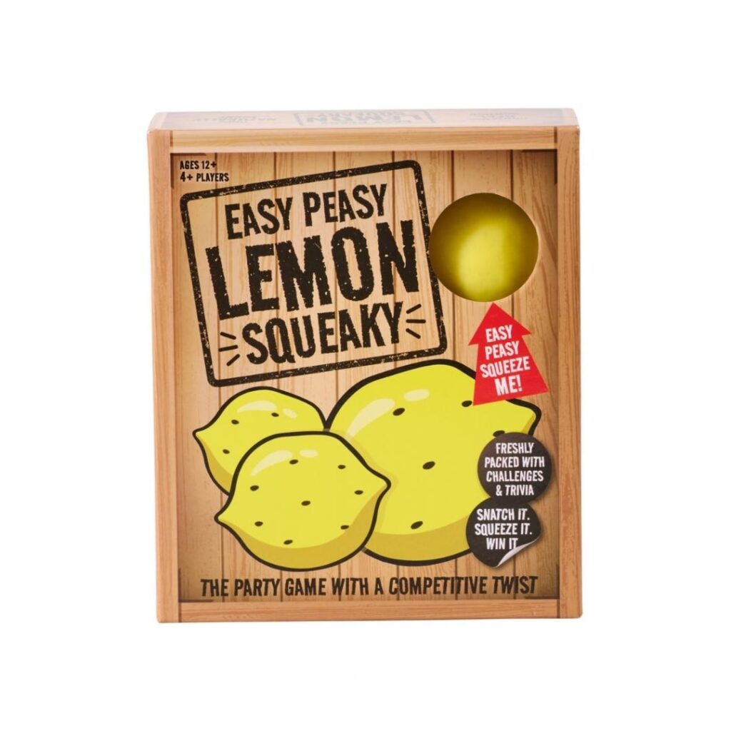 Board game box titled easy peasy lemon squeaky.
