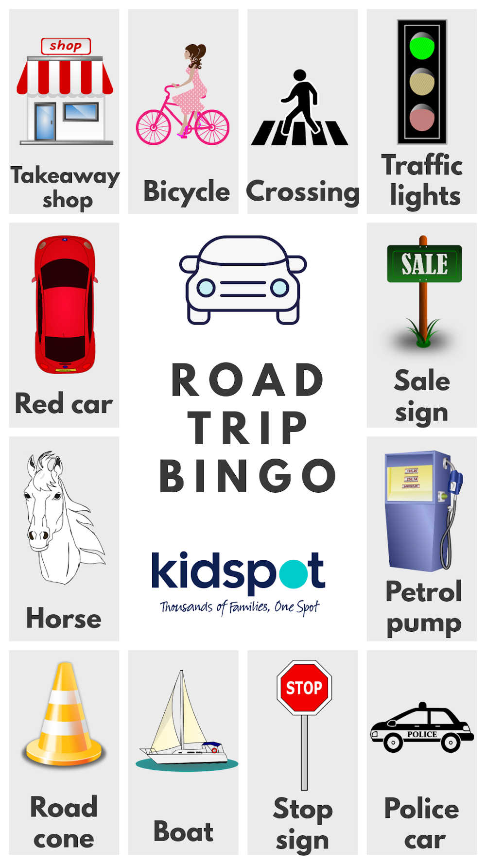 Road trip bingo