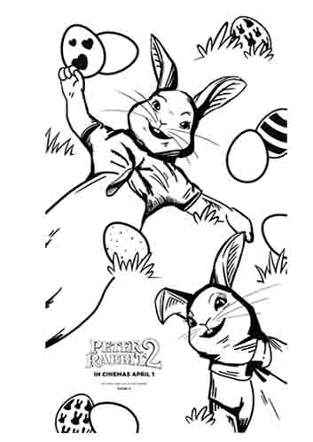 Peter Rabbit 2 Heart Colouring Page