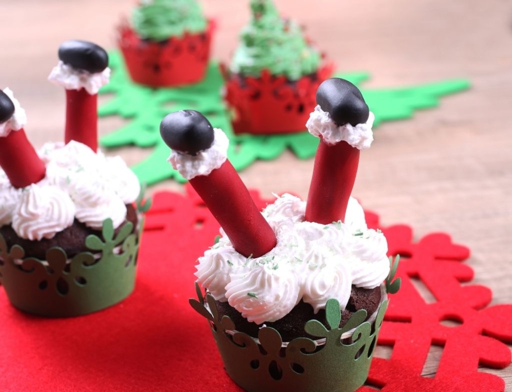 Santa Leg Cupcakes