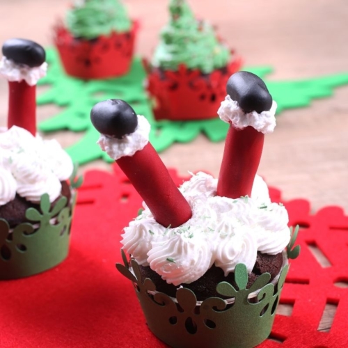 Santa Leg Cupcakes