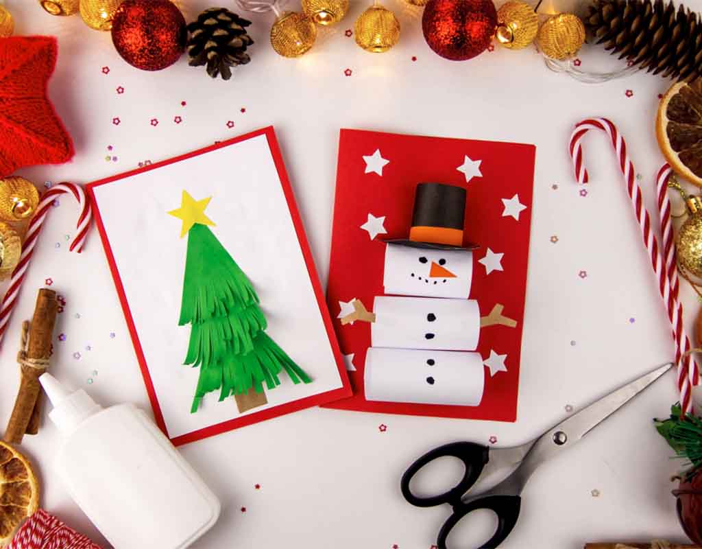 tree and santa christmas cards