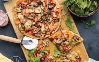 Creamy Feta and Mushroom Pizzas with Rocket