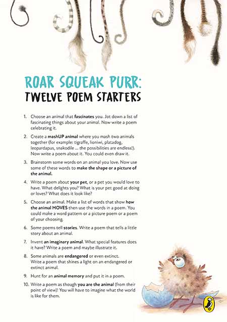 12 Poem starters inspired by Roar Squeak Purr