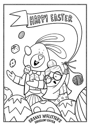 Granny McFlitters Happy Easter Colouring