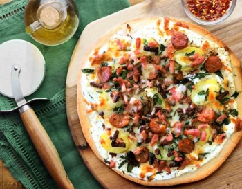 Pizza with Diced Chorizo or Bacon Strips