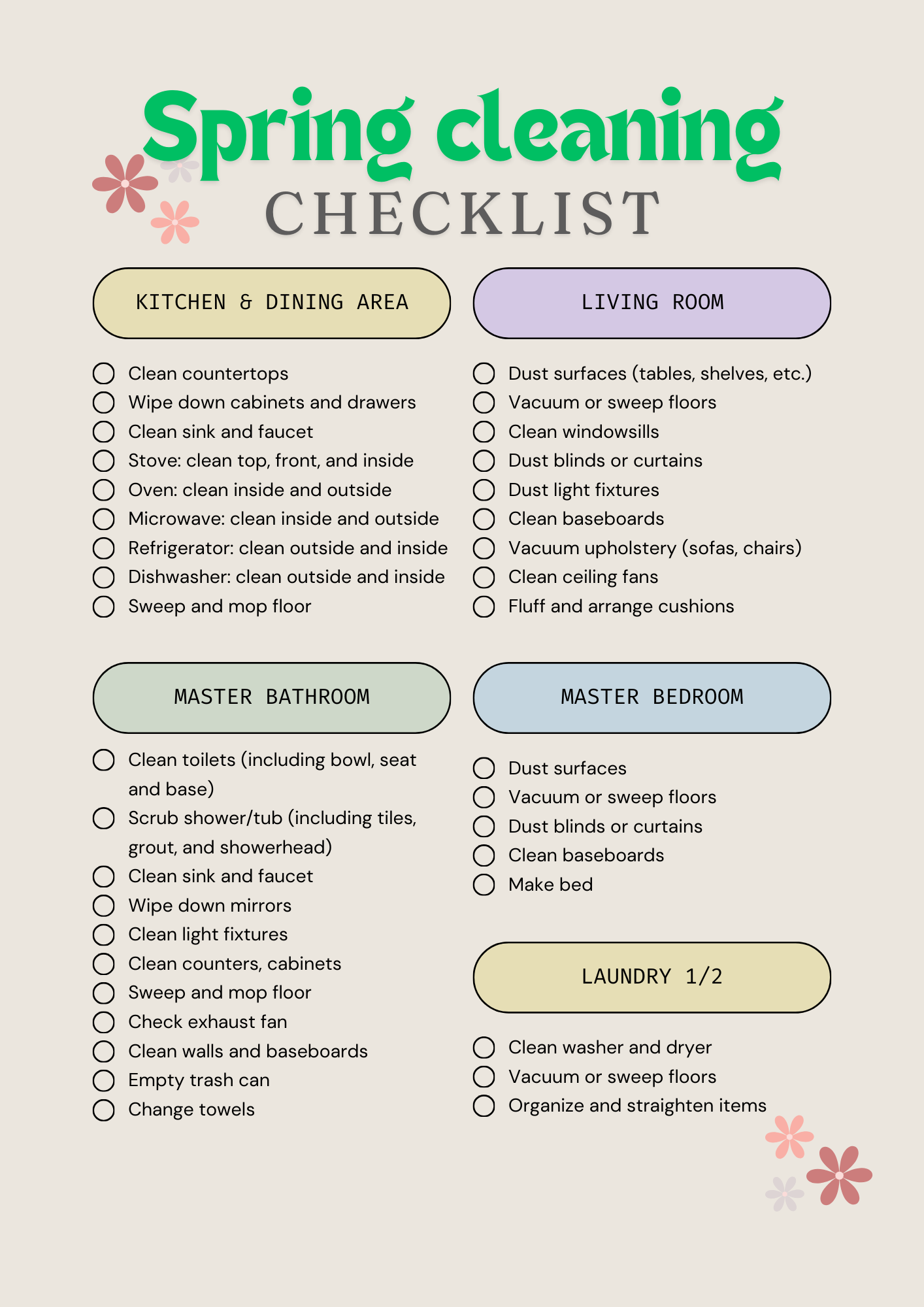Spring cleaning checklist