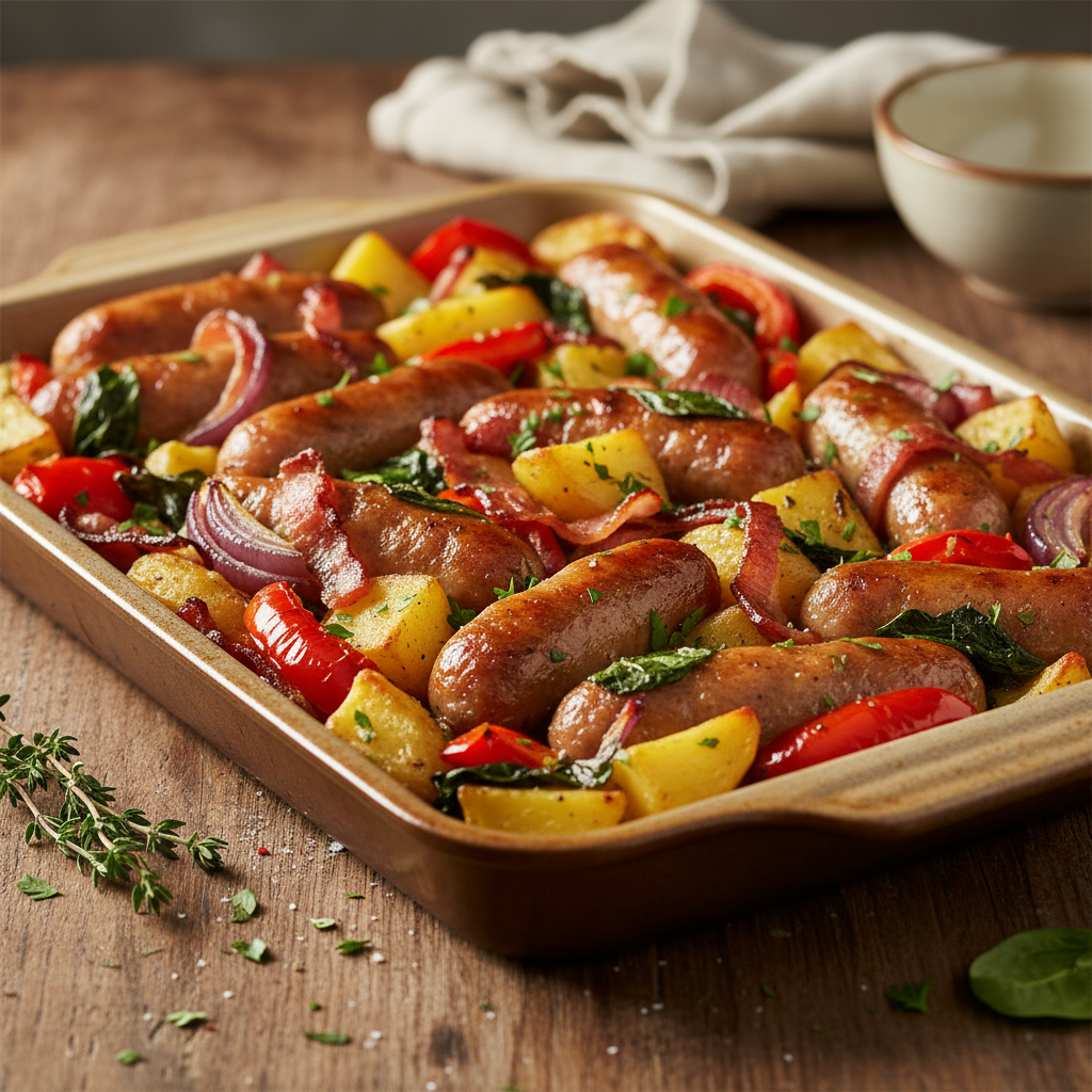Sausage and potato tray bake