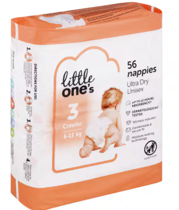 Little One's Bulk Nappies Crawler Boys & Girls 6-11kg Size 3