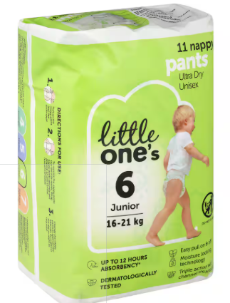 Little One's Convenience Nappy Pants Junior Boys & Girls 16+ Kg Size 6