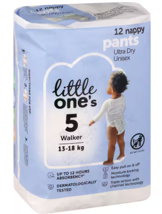 Little One's Convenience Nappy Pants Walker Boys & Girls 13-18kg Size 5