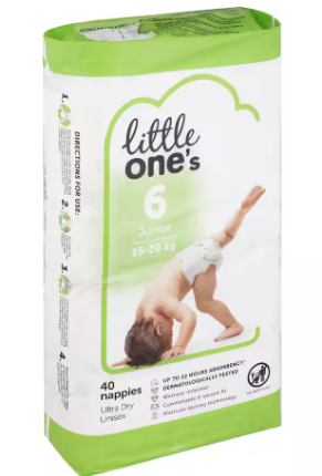Little One's Bulk Nappies Junior Boys & Girls 16+ Kg Size 6