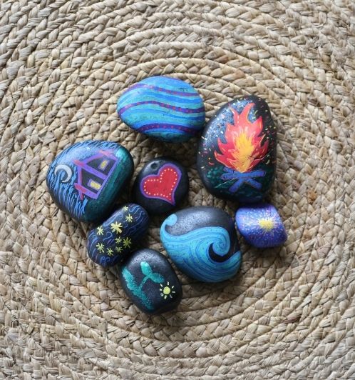 Painted stones.