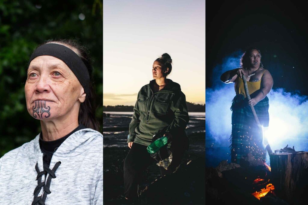 Photographs of three Māori artists.