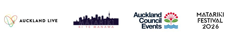 Logos of Auckland Live, Ki Te Manawa, Auckland Council events, and Matariki festival 2026. 