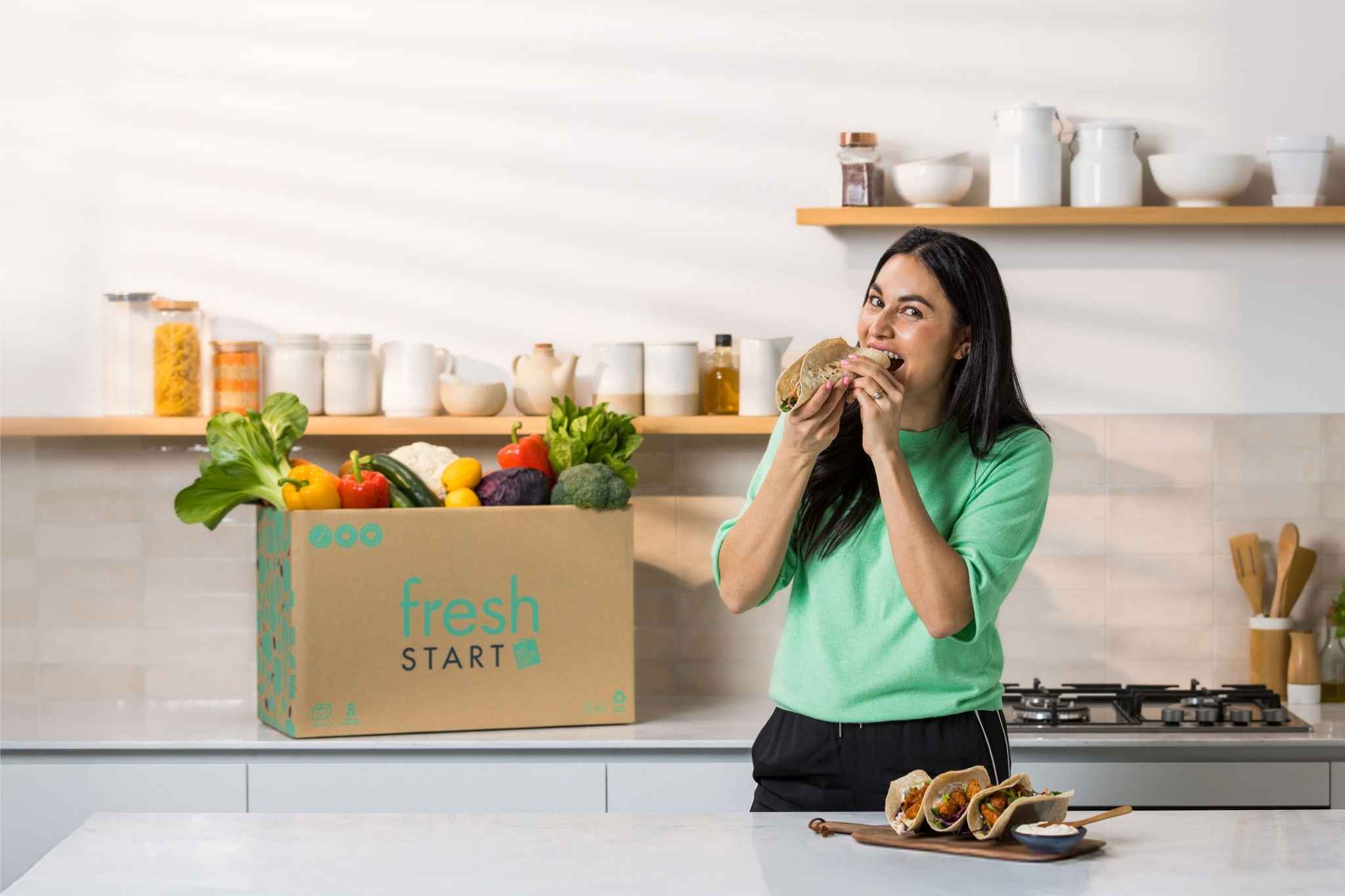 Nadia Lim with her new Fresh Start produce box.
