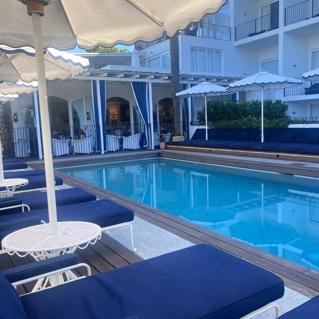 Haylcan House, pool with loungers.